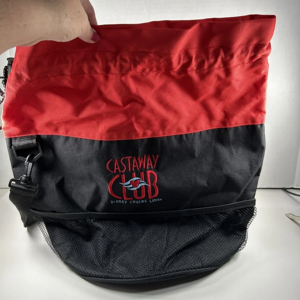 Disney Cruise Line Red Black Castaway Club Duffel Bag